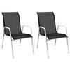Day and Night - Day and Night Stackable Garden Chairs 2 Units Steel and Black Textilene