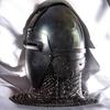 Medieval Knight Bascinet Helmet Black Silver Steel Chainmail Armor LARP Cosplay Gift
