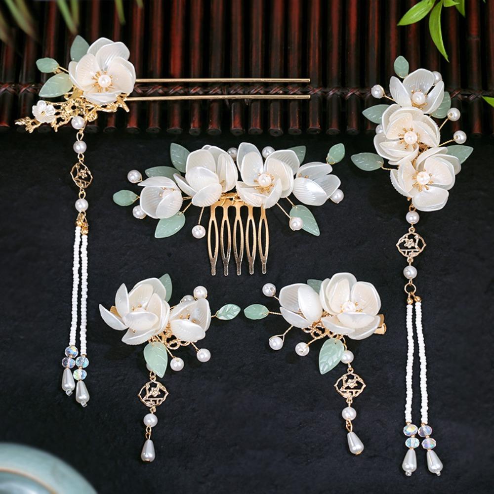 Tassel Hanfu Hair Stick Pearl Flower Hair Comb Chinese Style Hairpin Set  Hairstyle Design Tool