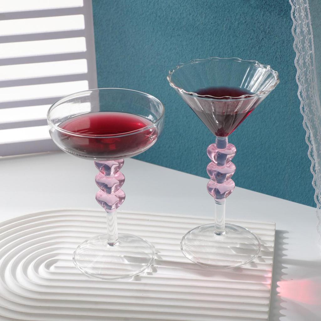 Elegant Heart-Shaped Glass Goblet: High-Value Cocktail and Dessert Cup