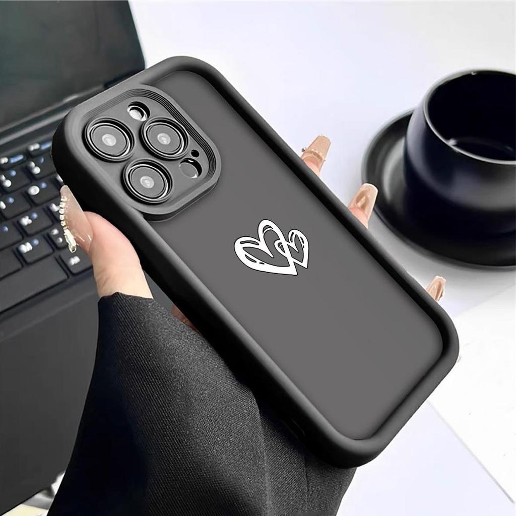 Heart Love Black Groove Sandstone Case for iPhone 15/16/17