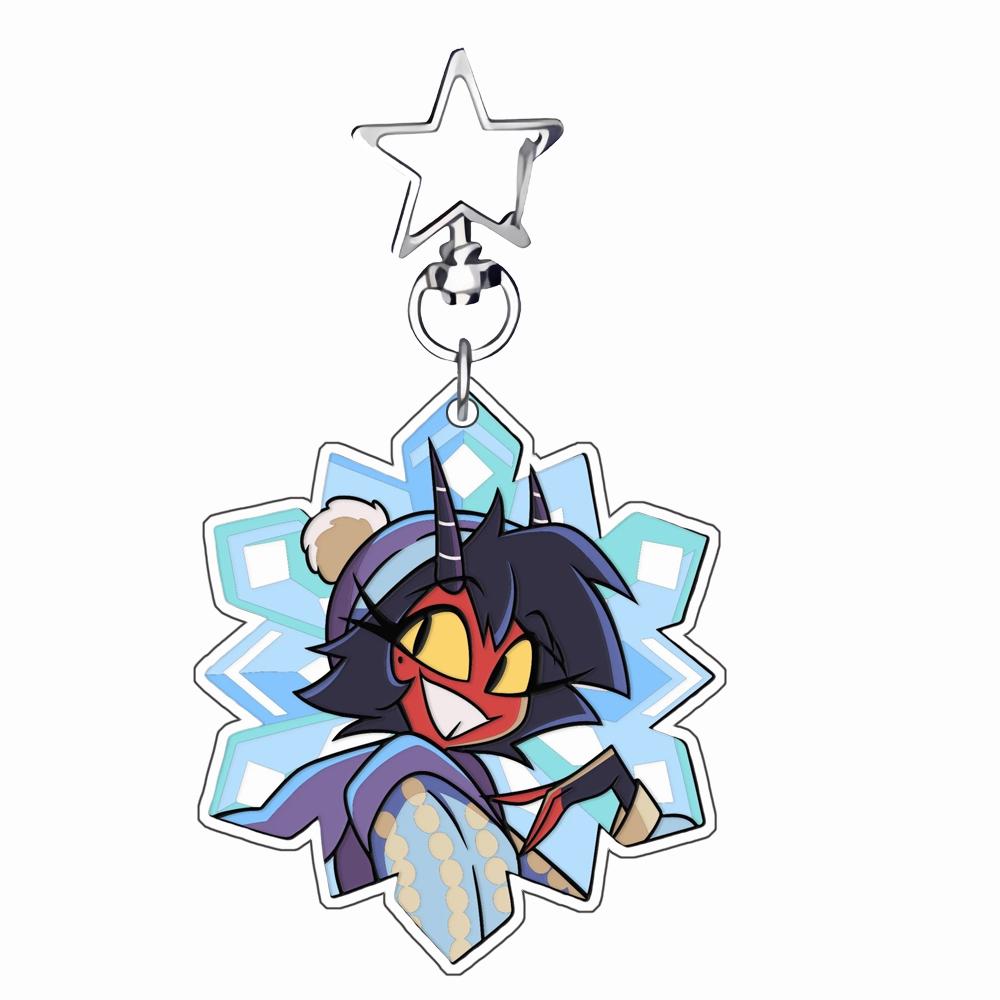 Porte-clés Acrylique Dessins Animés Anime pour Helluva Boss Verosika Mayday Vortex Striker Millie Blitzo Thème Flocon de Neige Boucle de Clé Acrylique white
