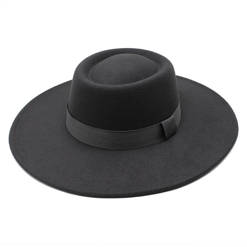 Popular European and American Simple Wool.cm Brim Men's and Women's Autumn and Winter Warm Outdoor Oval Ring Top Hat