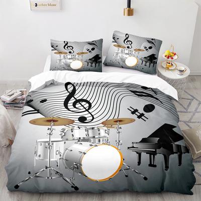 Drum Kit Duvet Cover Rock Music Theme Bedding Set Microfiber Musical Pattern Comforter Cover Full/Queen/King/Twin For Youth Teen