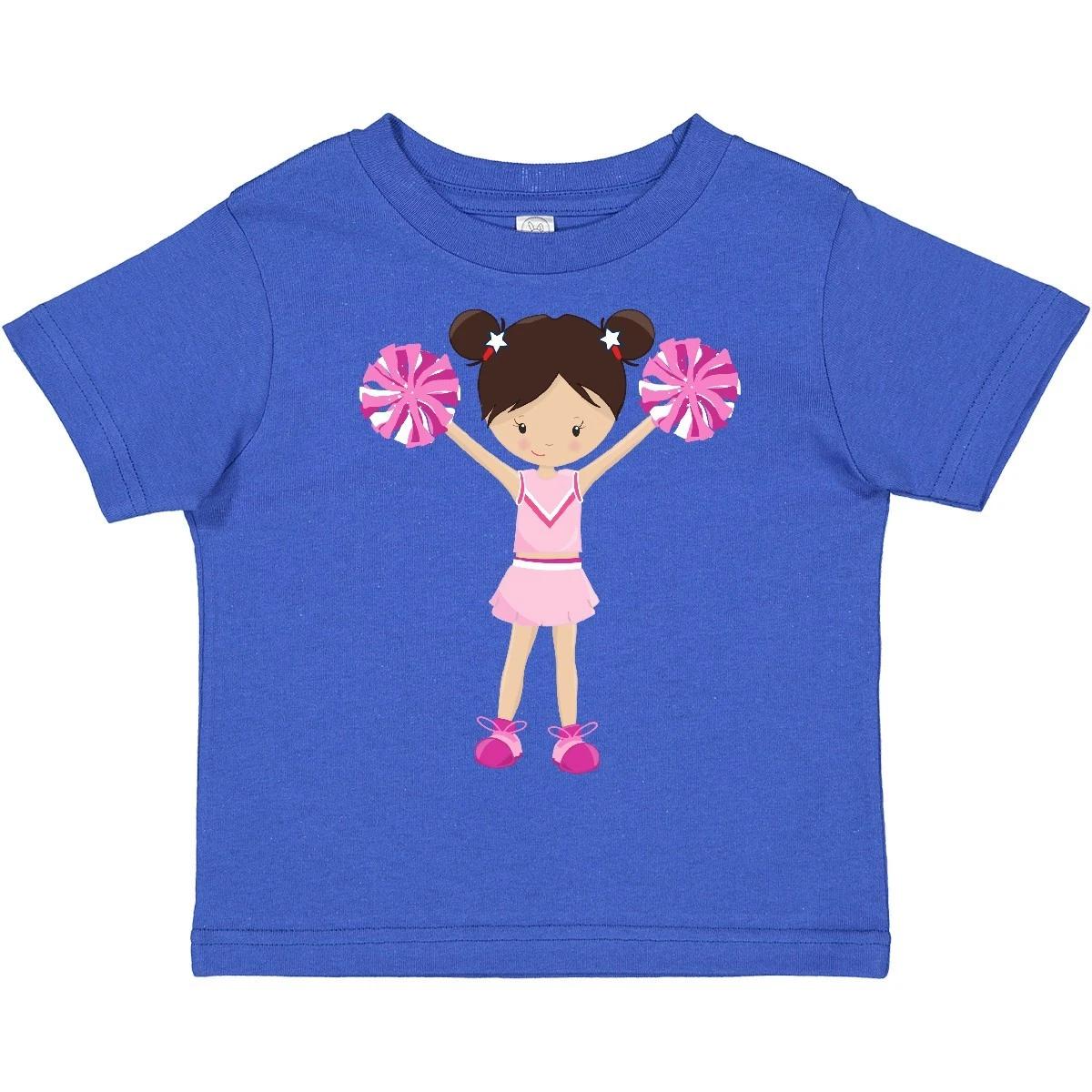 Inktastic Cheerleaders, Cute Girl, Brown Hair, Cheerleading Toddler T-Shirt Pom 150