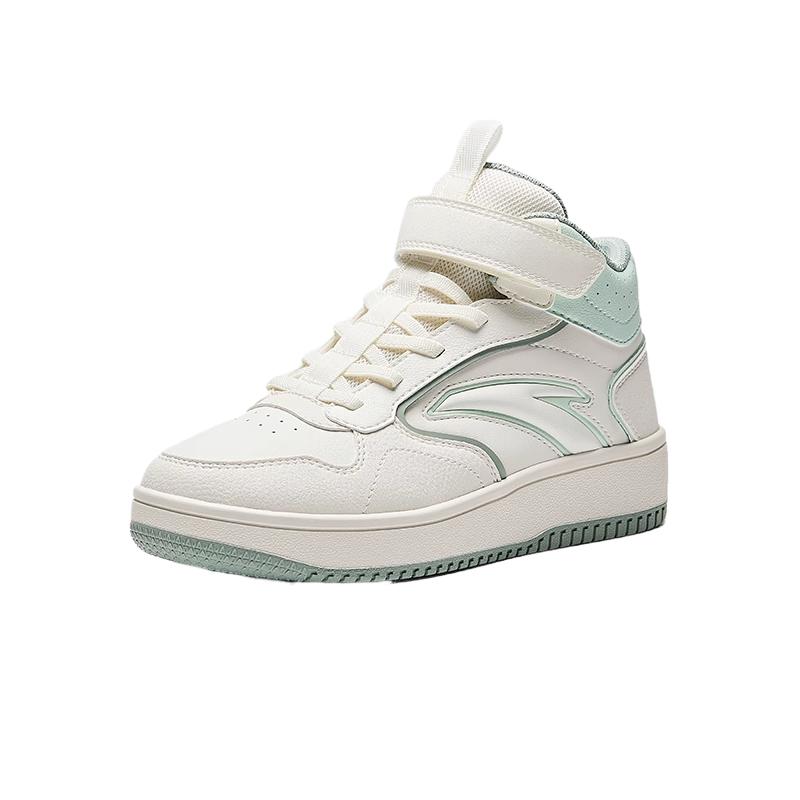 Anta Comfortable Atmospheric Simple High-Top Kids Skate Shoes Kids Sneakers Ivory-White Morning-Green 322448011-2