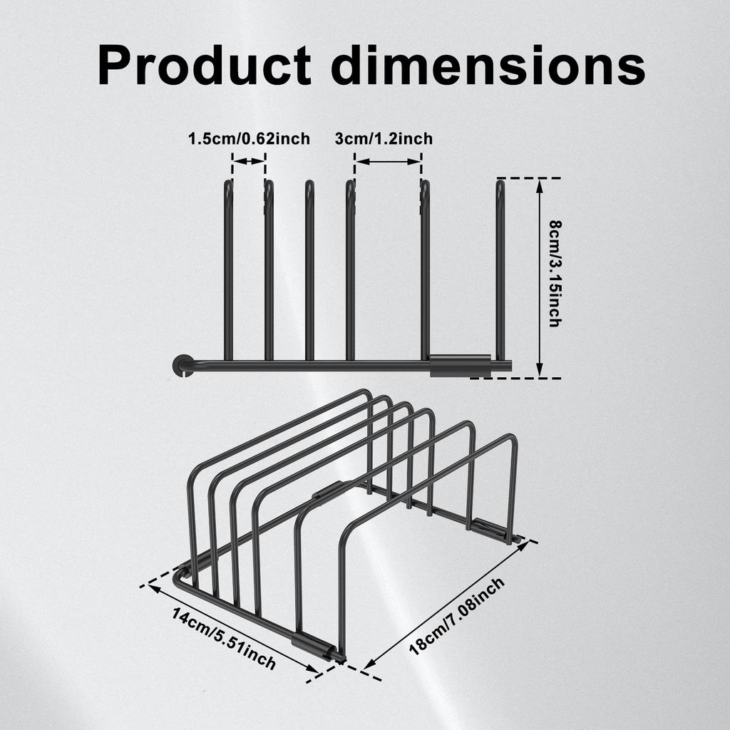 2Pcs Cutting Board Organizer Holder 5-Slot Kitchen Iron Stand Chopping Board Pots Lid Baking Sheet Cookware Storage Rack