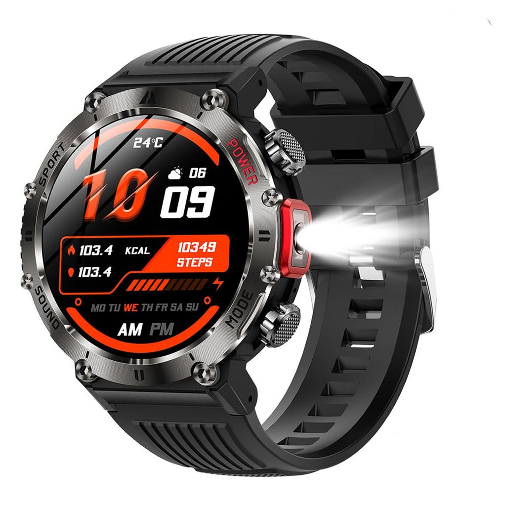 Smart Watch QTLLBT, Message Notification, Wireless Call Function, Calorie Tracker, Pedometer, Built-in LED Flashlight, 100+ Sports Modes