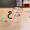 ABJJ Glass Cup Double Wall 250Ml Cute Cat Design Home Coffee Mug With Handle For Hot And Cold Milk Tea Juice Transparent Drinkwa