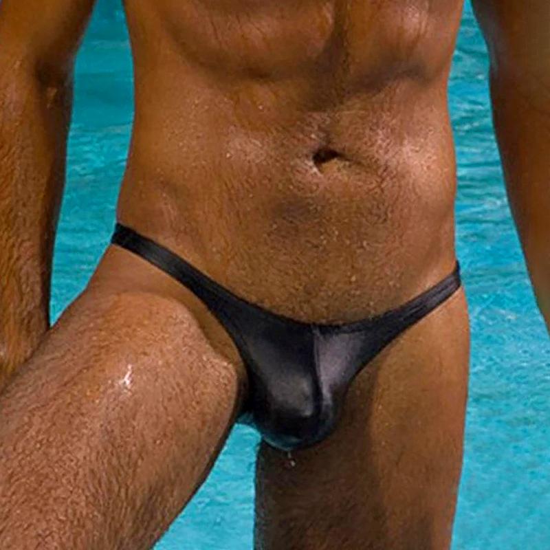 1Pc Men G-string Nylon Thongs Convex Panties Sexy Briefs Solid Color Underwear