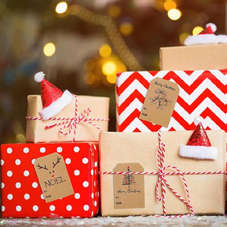 200Pcs Christmas Decorative Sticker 5x7.5cm Adhesive Wrapping Labels Holiday Packaging Sticker for Seal Envelope Card