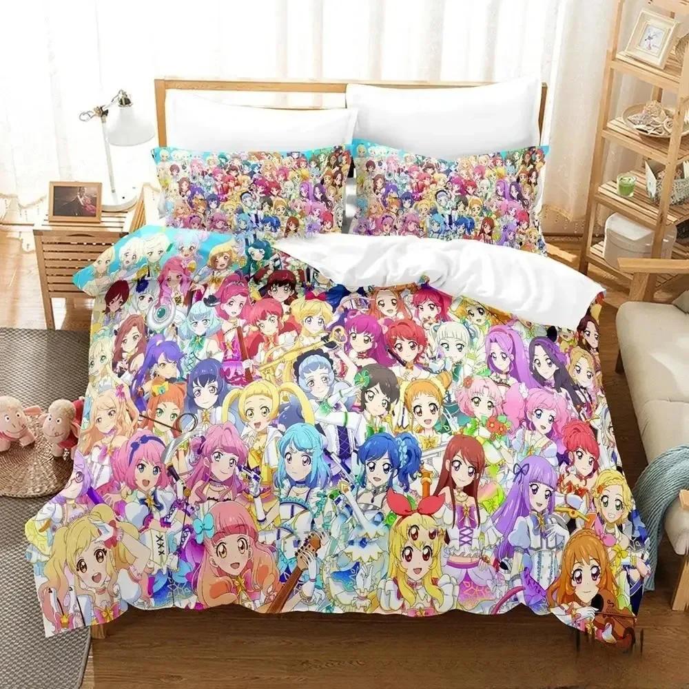 3D Print Anime Aikatsu Bedding Set Printed Bed Set With Pillowcase Bed Duvet Cover Soft Single Double Queen Super King Size