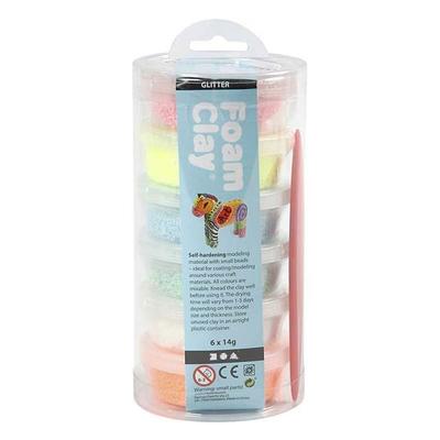 Foam Clay Pearl Play Dough Set - FOAM CLAY - Pack of 6 - Glittery - Multicolor