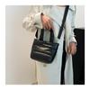 Simple Quilted Crossbody Shoulder Bag for Women, Lightweight Cotton Handbag, Casual Stitched Bucket Bag for Daily Wear CLE