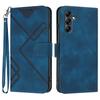 For Samsung Galaxy A17 Wallet Case Line Imprinted PU Leather Phone Cover with Strap