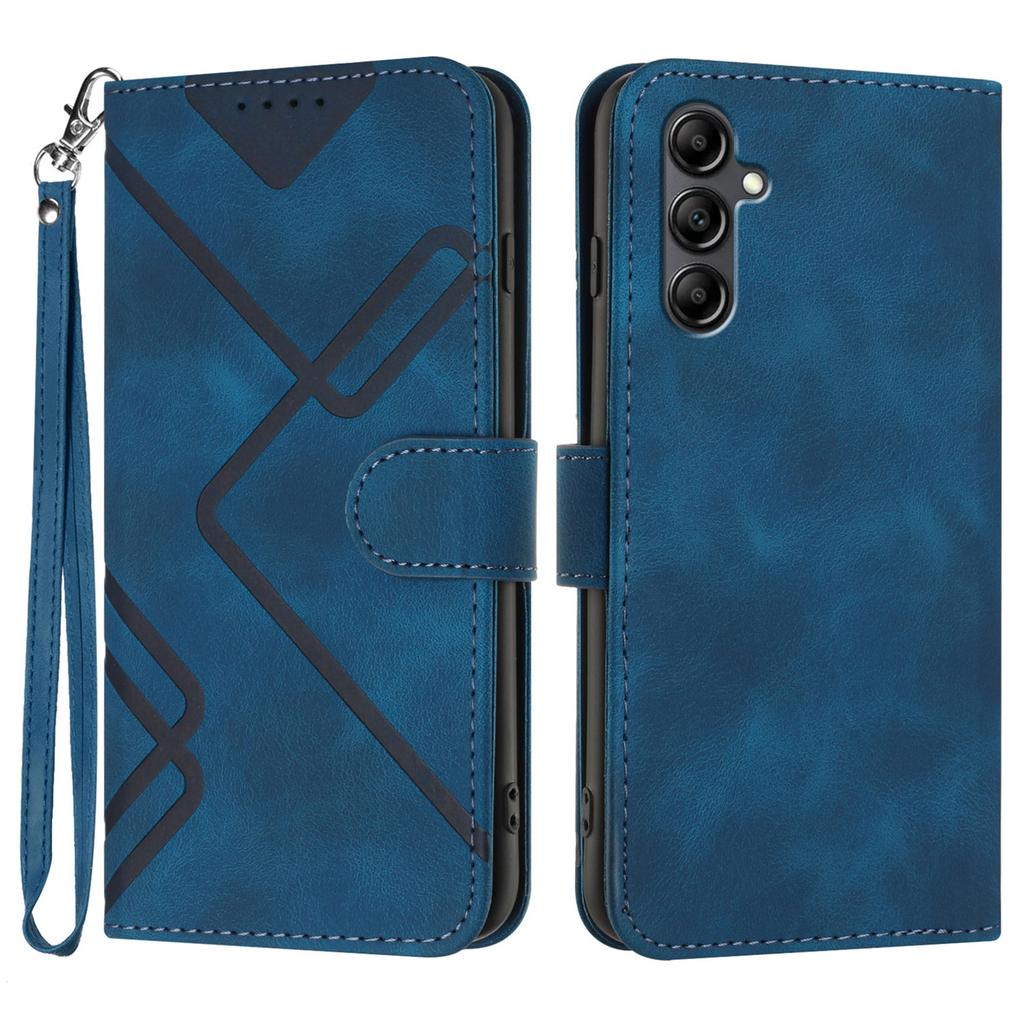 For Samsung Galaxy A17 Wallet Case Line Imprinted PU Leather Phone Cover with Strap
