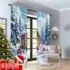 2pcs 2D Flat Printing Christmas Scene Curtain Gingerbread House Candy Winter Wonderland Polyester Fabric Without Electricity