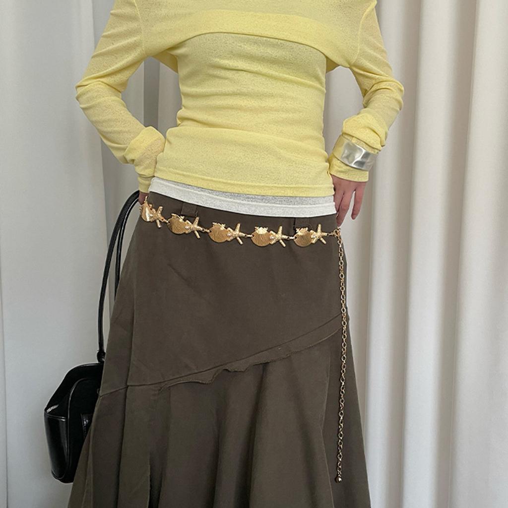 Metal Shell Starfish Waist Chain Adjustable Length Body Jewelry Gift for Fashion Forward Women And Ocean Lovers