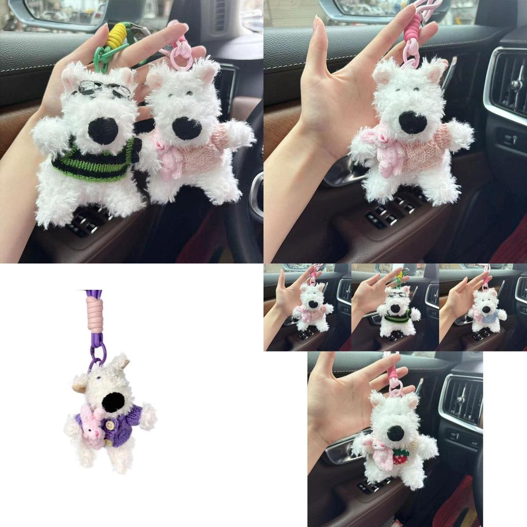 Adorable Cartoon Dog Plush Keychain Soft Pp Cotton Stuffed Animal Bag Charm