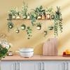 Potted Green Plant Shelf Wall Decal Tropical Plants Green Leaves Wall Stickers Removable Wall Art Murals for Living Room Bedroom Kitchen Office