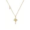 Full Diamond Rotatable Crown Cross with 26 Letter Copper Gold Plated Jewelry Accessory Necklace