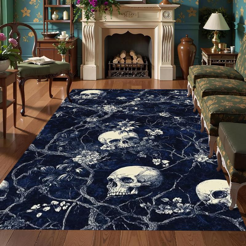 

A Uniquely Designed Red Rose Skull Pattern Item Non Slip Floor Mat Living Rooms Bedrooms Outdoor Terraces Gardens or Courtyards 40X60cm