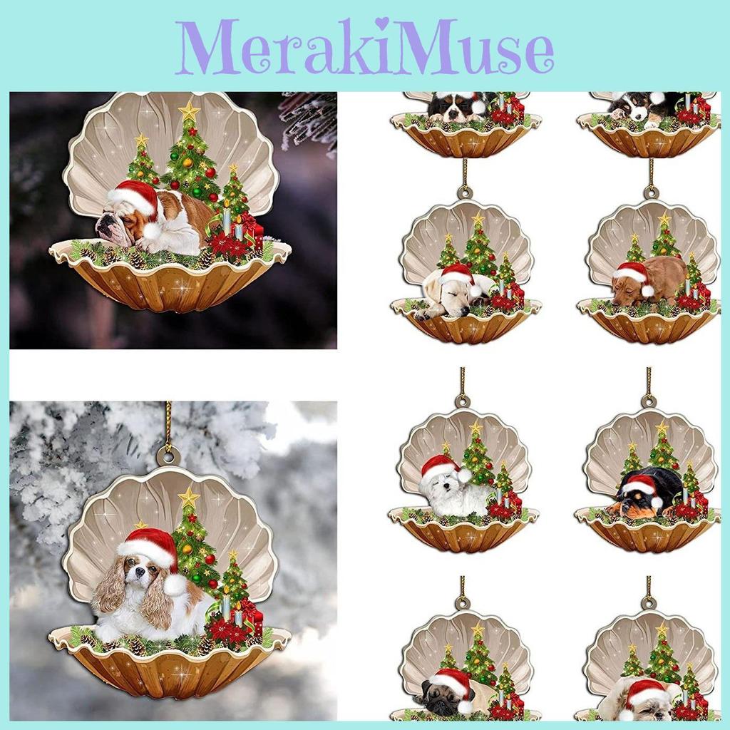 Adorable Acrylic Shell Dog Car Hanging Ornament For Festive Christmas Tree Decor