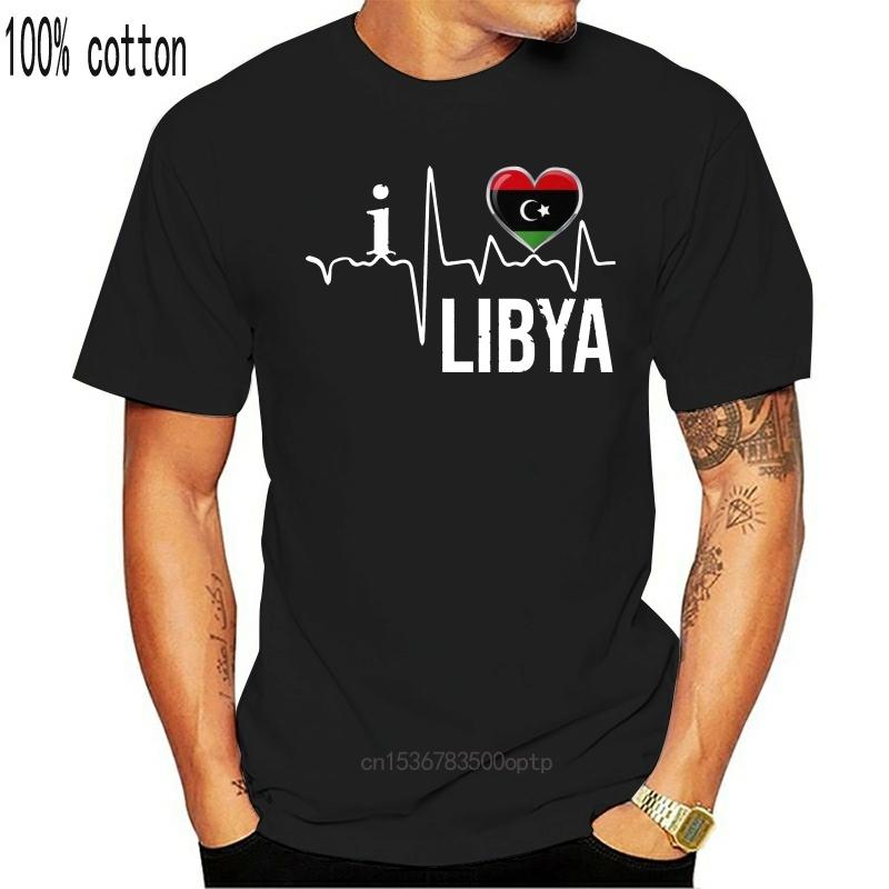 Men T Shirt Libya Heartbeat Flag For Libyan P Women T-Shirt