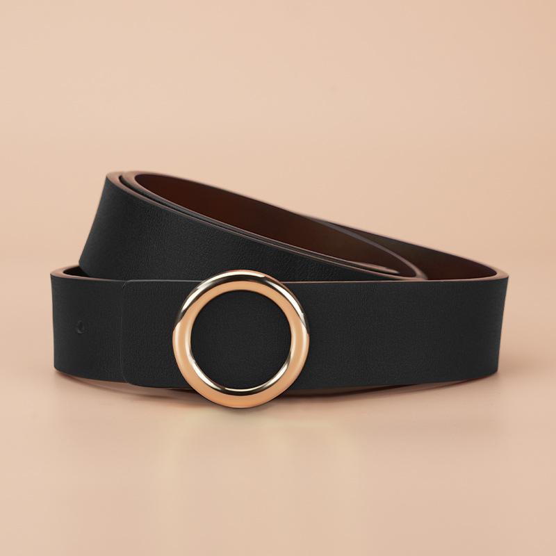 New Women's Cowhide Belt Slim-fit Alloy Buckle Eye Smooth Buckling Belt