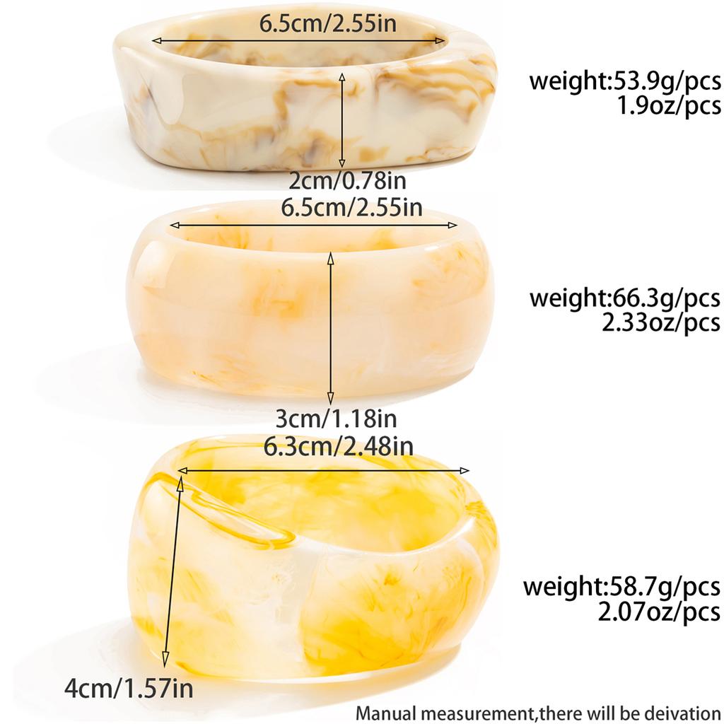Ingemark 3 Styles Elegant Beige Resin Bangle for Women on Hand New Fashion Statement Boho Charm Bracelets Daily Jewelry Gift