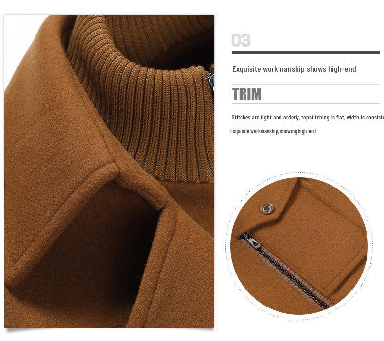 Men's Slim Fit Woolen Trench Coat - Thickened Winter Overcoat and Jacket, Plus Sizes Available