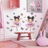 Bambina Cartone Animato Danzante con Farfalla Adesivo da Parete Decorazione Autoadesiva Giocosa Fiabesca per Camera da Letto Bambini Soggiorno