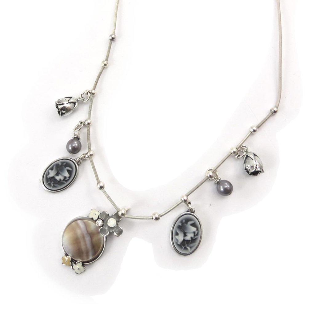 Les Trésors De Lily [J7942] - Silver Gray 'Scarlett' Designer Necklace