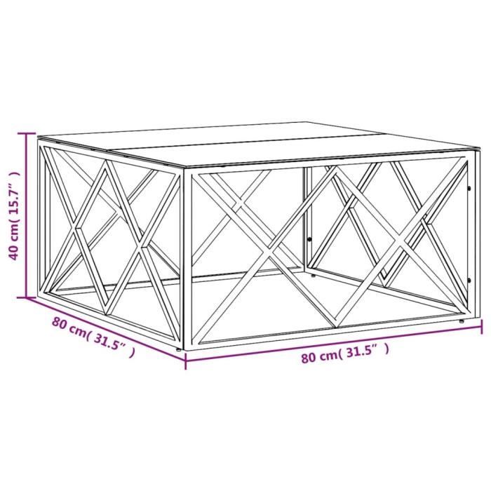VidaXL Coffee Table Gold 80x80x40 Cm Stainless Steel and Glass 349972