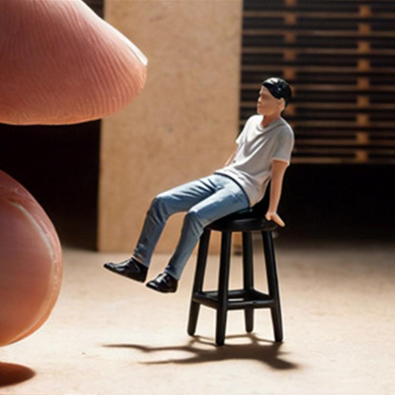 1/64 Scale Miniature Resin Sitting People Figurine Handcrafted With Detailed Painting For Home Decors And Model Displays