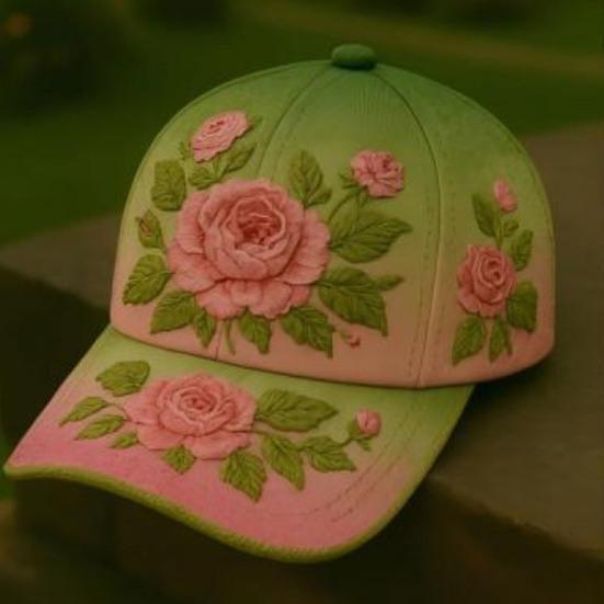 Baseball Hat Embroidery Flower Pattern 3D Printing Retro Sun Protection Summer Cap Hiking Outings Traveling
