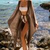 Uzun Kollu Güneş Korumalı Mayo Kardigan File Seksi Kemer Parlak Bikini Örtüsü