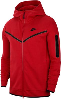 Casaco com Capuz Tech Fleece Windrunner com Zíper Completo (CU4489) vermelho universitário/preto