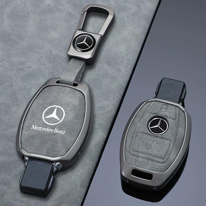 VCJ1 Metal Leather Car Key Case Protector Shell For Mercedes Benz A C E S G Class GLA CLA GLK GLC CLS W204 W463 W176 W251 W205 AMG