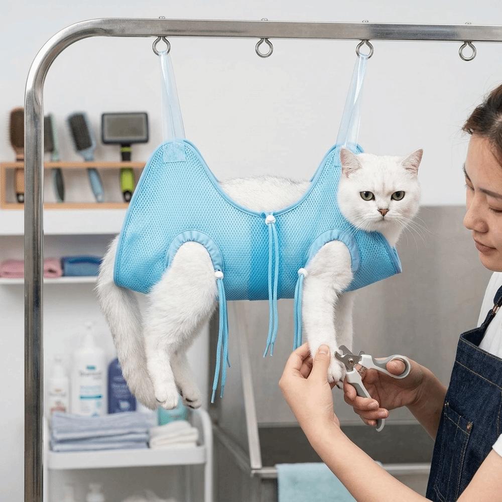 Anti-Scratch Pet Grooming Hammock Adjustable Nail Trimming Sling Pet Bath Hammock  Small Cats