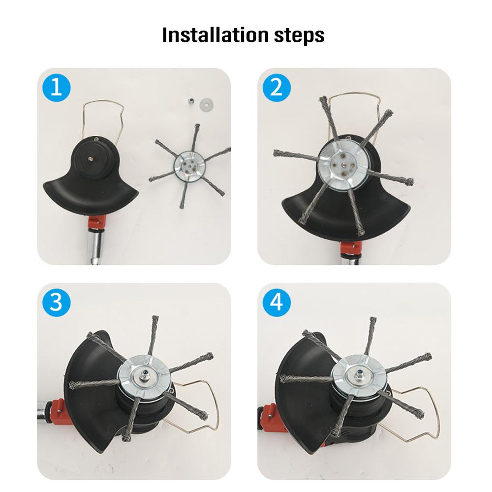Universal Grass Trimmer Head Weed Brush Cutter Head Grass Trimmer Heads Weeding Wheel for Lawn Mower Steel Wire Wheel Brush Disc