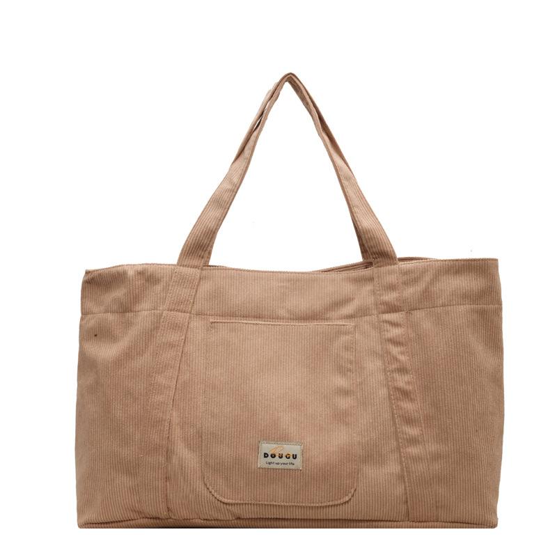 Borsa a tracolla in velluto a coste di grande capacità Borsa a mano da donna Borsa a tracolla in tinta unita