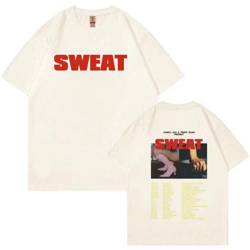 Charli XCX SWEAT Tour 2024 Brat T Shirt Unisex Women Vintage Harajuku Fashion Tshirts Hip Hop Oversized Cotton Tshirt Streetwear
