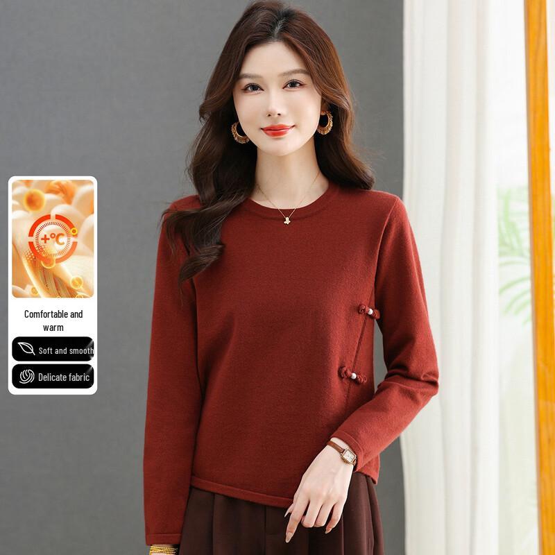 

SNOWFLYING Women s New Chinese Style Frog Button Knit Top XL