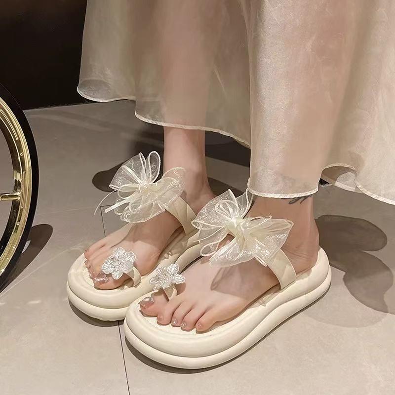 New Style Slippers Women's Shoes Round-toed Sponge Thick-soled One-line Sandals