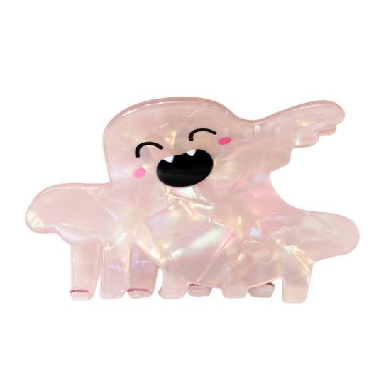 Halloween Party Hair Clip Claw, Cute Ghost Gripper, Firm Grip with Smiling Face Shimmer for Medium Long Hair, Comfortable Stylish Accessories