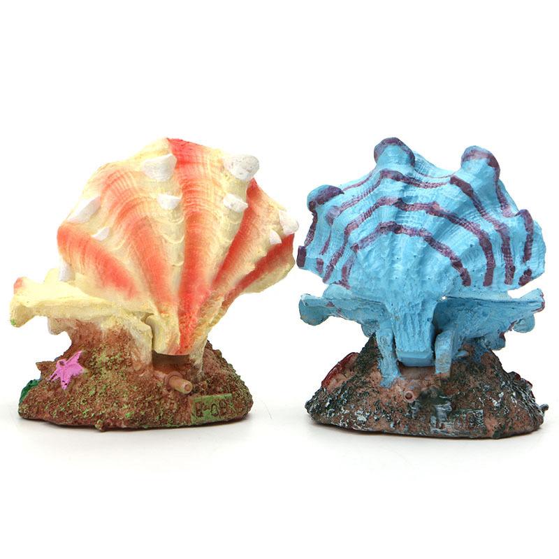 Pearl Scallop Aquarium Decoration: Shell Bubbler Air Stone with Connector for Oxygen Pump