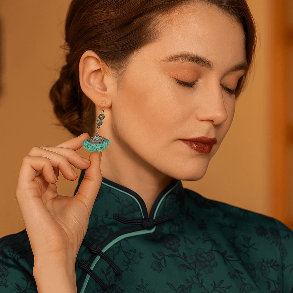 New Chinese Style Blue and White Porcelain Earrings Zinc Zinc Alloy Drop Earrings  Women