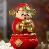 God of Wealth Ornament Holding Golden Ingot Money Bag Solar Fortune God Figurine Statue Chinese New Year Spring Festival Desktop Decoration