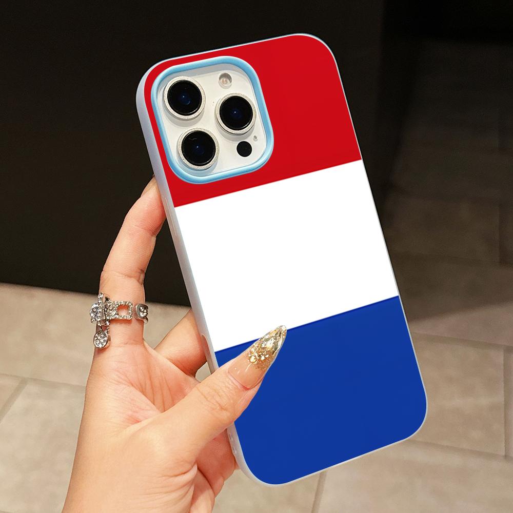 Nederlandse Vlag Jelly Dubbele Laag Lichtblauw Mobiele Telefoonhoesje voor iPhone 17 16 15 14 13 12 11 Air Pro Max Plus